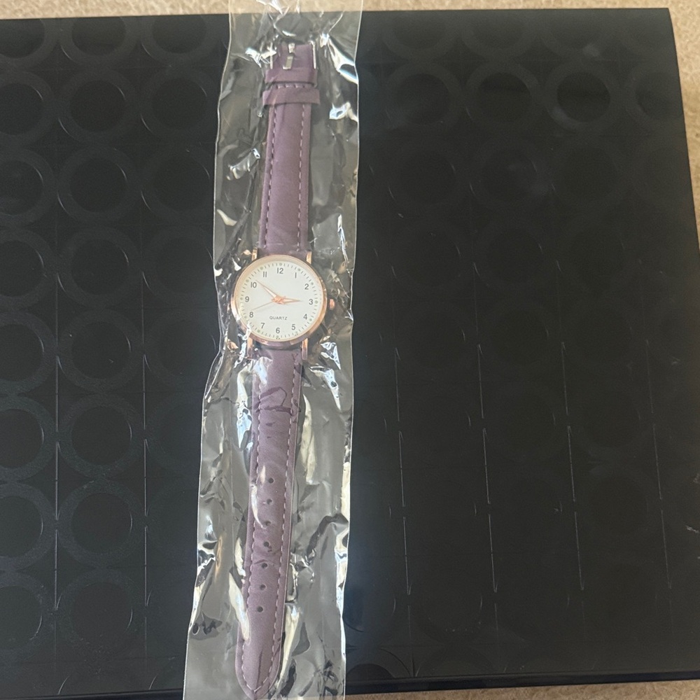 Elegant Purple Leather Women's Watch